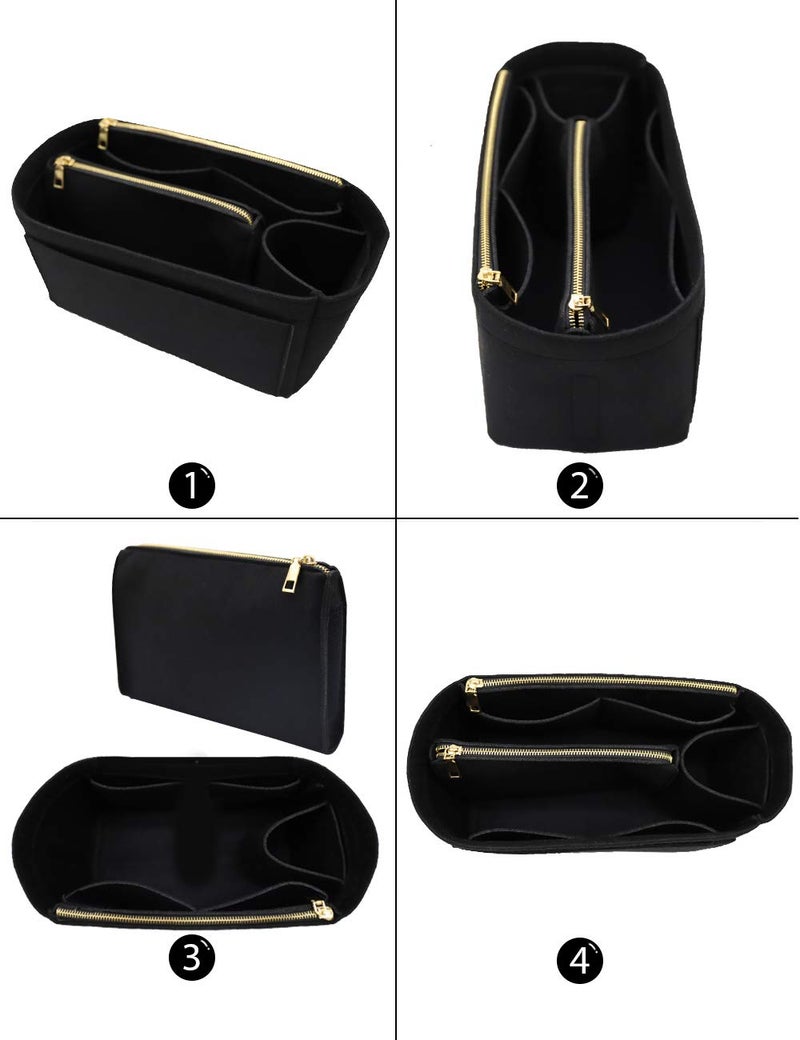 LEXSION Purse Organizer,Felt Bag Organizer Insert Purse Organizer For Speedy,Neverful,Tote,Handbag,Shaper 8023 Black L2 - Image 4